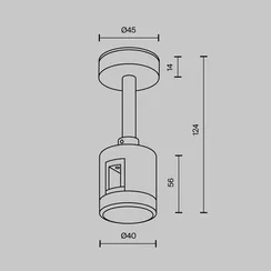 Крепление потолочное Short 78мм с прямым коннектором питания Flarity латунь Technical tra156c-ipc1-bs