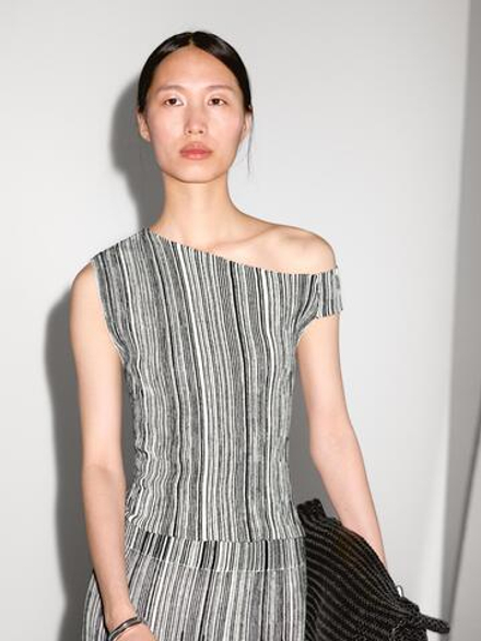 Massimo Dutti Вязаный топ с полосатым узором, черный