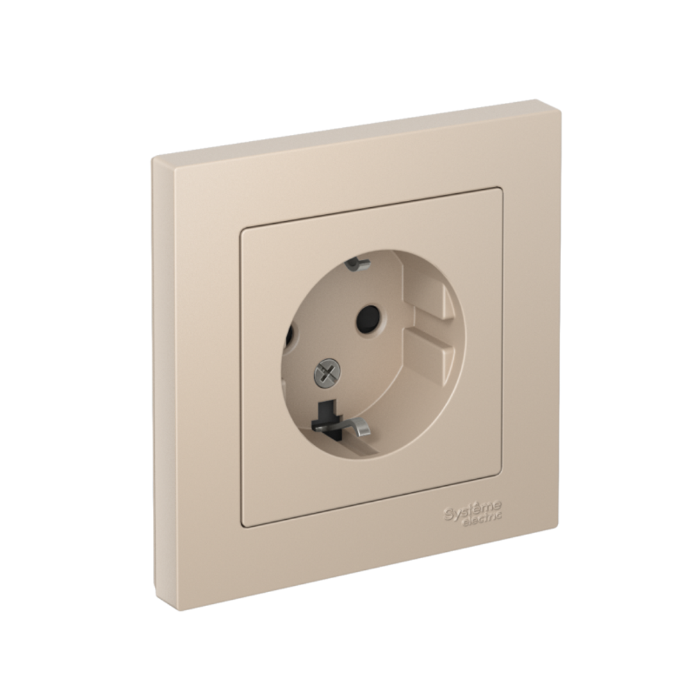 Розетка AtlasDesign 16А с заземл. со шторками в сборе песочн. SE ATN001244