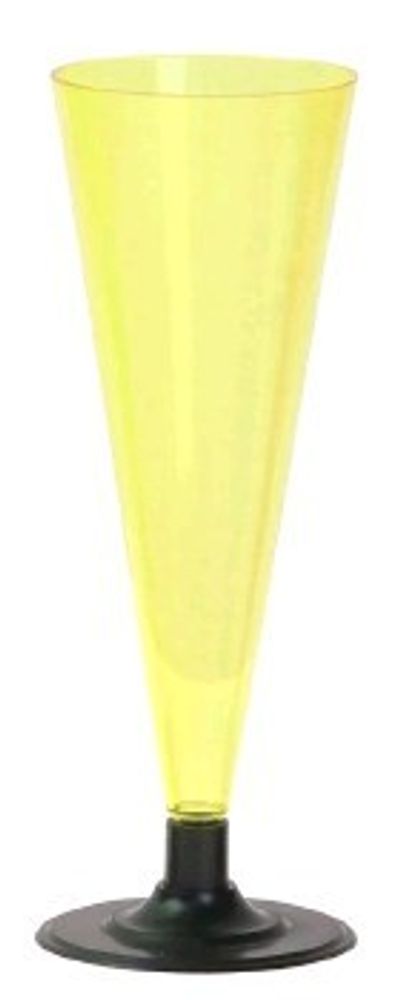 Одноразовый фужер для шампанского цветной &quot;конус&quot; (чер ножка) ЧД (желтый)