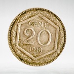 Italy 20 Centesimi 1919 R "Crowned Savoy Shield - Emergency Issue", XF