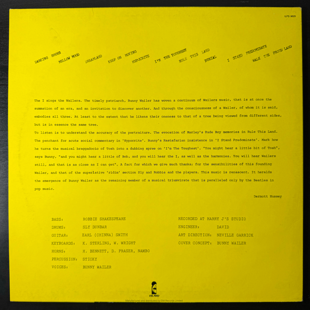 Bunny Wailer ‎– Sings The Wailers (Англия 1981г.)