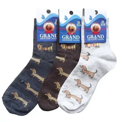 Носки женские GRAND LINE рисунок таксы, р. 23