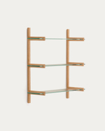 Модульный стеллаж Sitra из массива дуба с 3 стеклянными полками