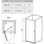Душевая дверь Ravak Chrome CSD1-90 0QV70100Z1 профиль Белый стекло Transparent