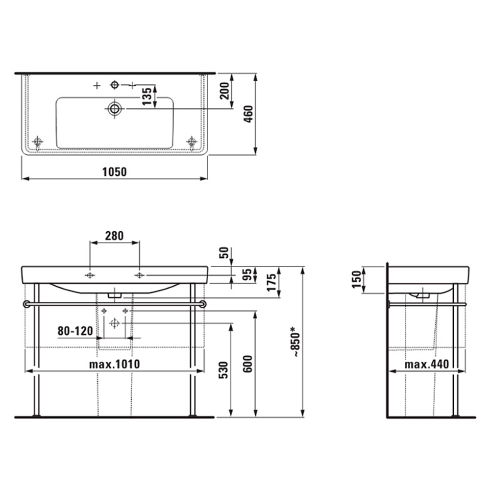Раковина Laufen Pro S 8.1396.6.000.104.1 105 см