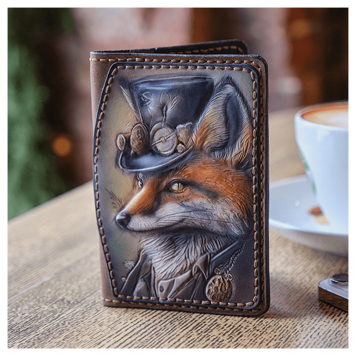 Кожаная обложка на паспорт «Лисичка»