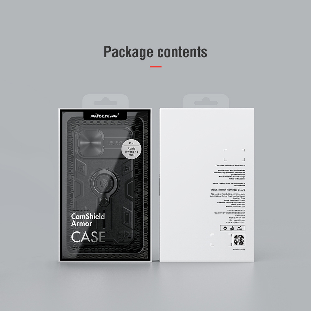 Чехол для iPhone 12 mini от Nillkin серии CamShield Armor Case с кольцом и защитной шторкой для задней камеры