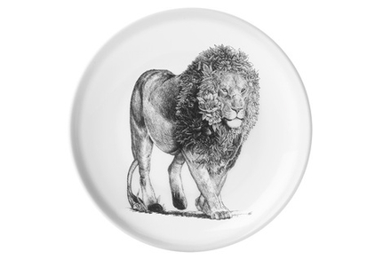 Фарфоровая тарелка Африканский лев MW637-DX0531, 20 см, белый/декор