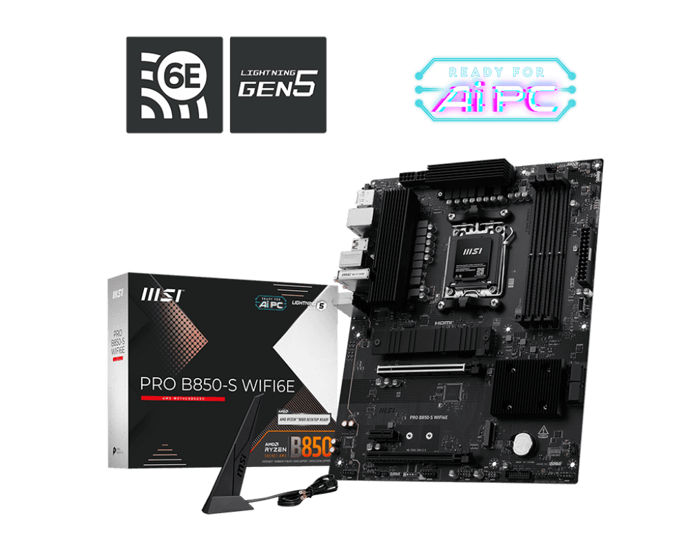 Материнская плата MSI PRO B850-S WIFI6E AM5 4xDDR5 4xSATA RAID 2xM.2 HDMI DP Type-C ATX