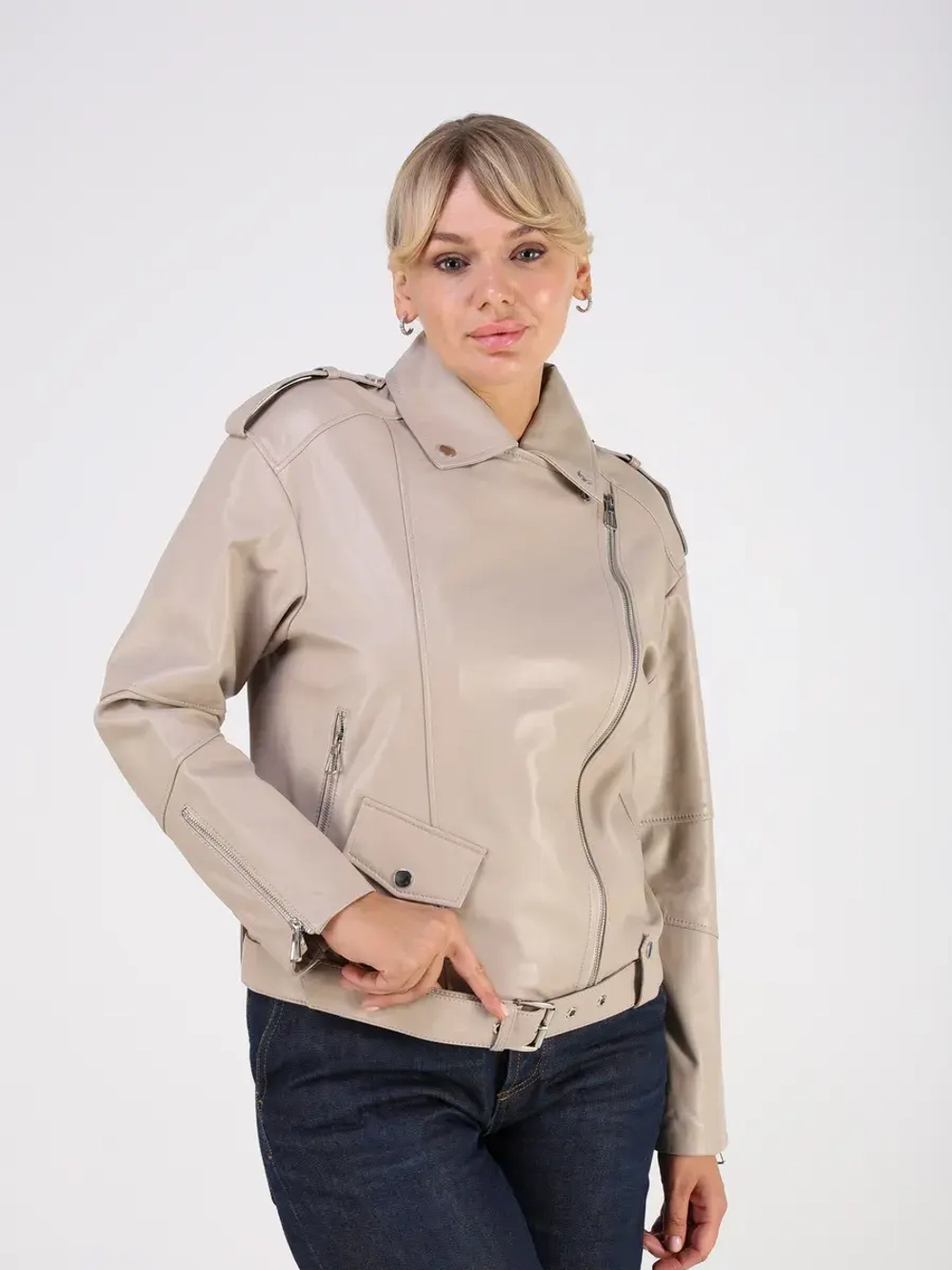 Кожаная куртка демисезонная косуха оверсайз