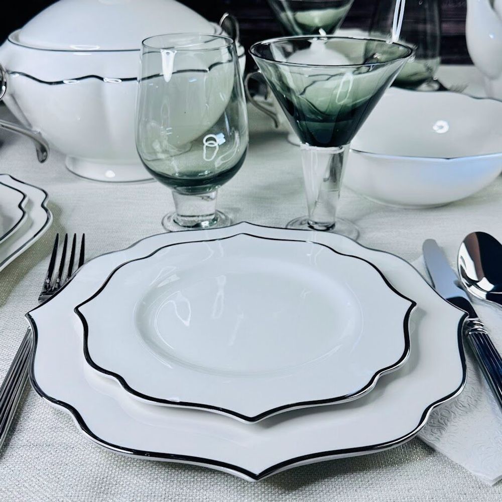 Lenardi 205-591 Набор из 6 тарелок 20,5см MAGNOLIA SILVER в под.уп.(х12)Фарфор