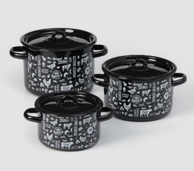 Набор эмалированных кастрюль «Ферма», 3 предмета: 1,5 л, 2,9 л, 4,5 л