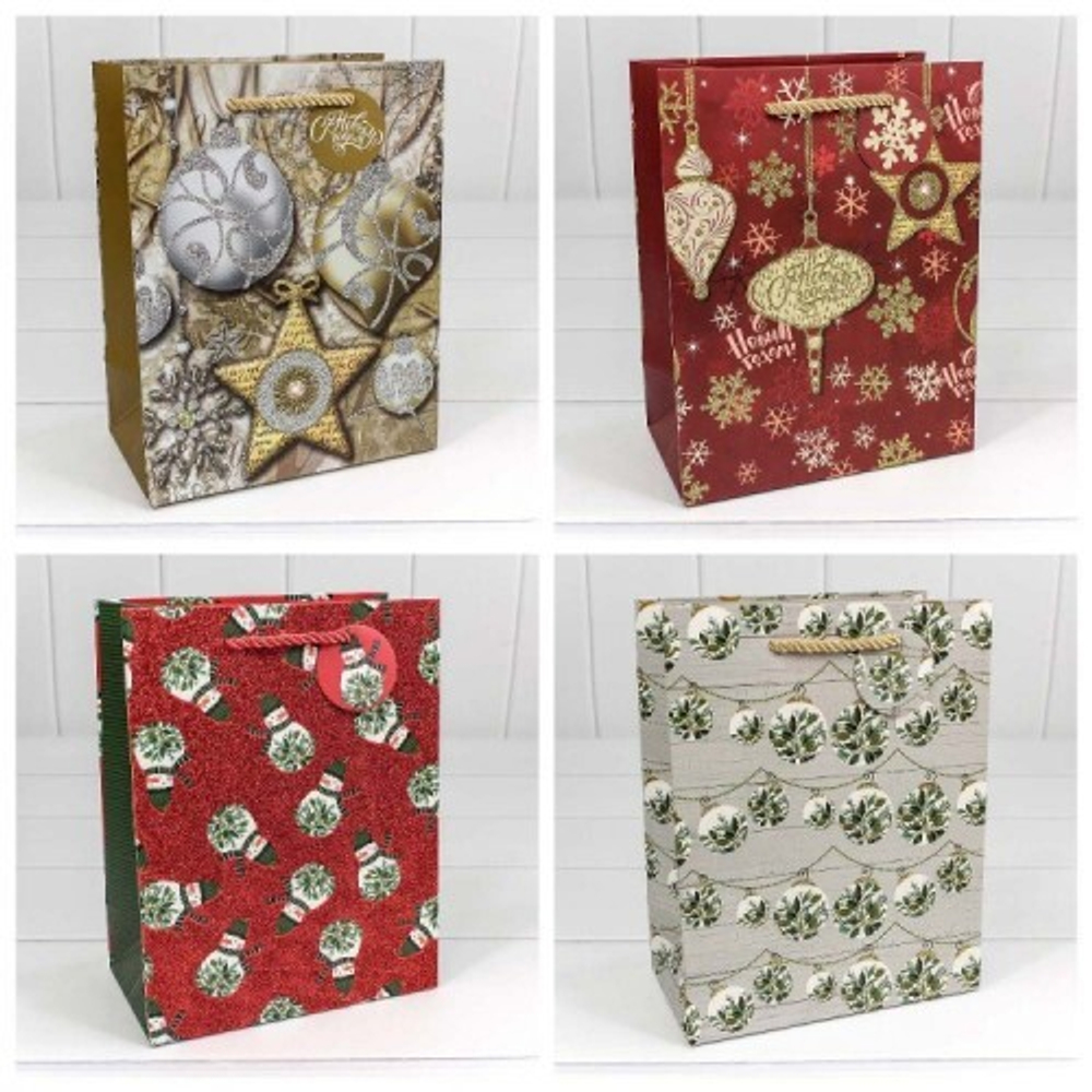 Пакет подарочный 18 х 23 х 10 см Набор 4 шт "Новый год" (Микс)