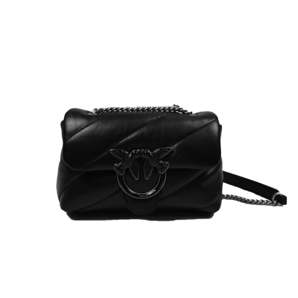 Сумка Pinko Puff Diagonal Quilted Metal Buckle Clamshell Sheepskin Messenger Shoulder Bag Mini Women's Black, 1P22UB-A03J-Z99O