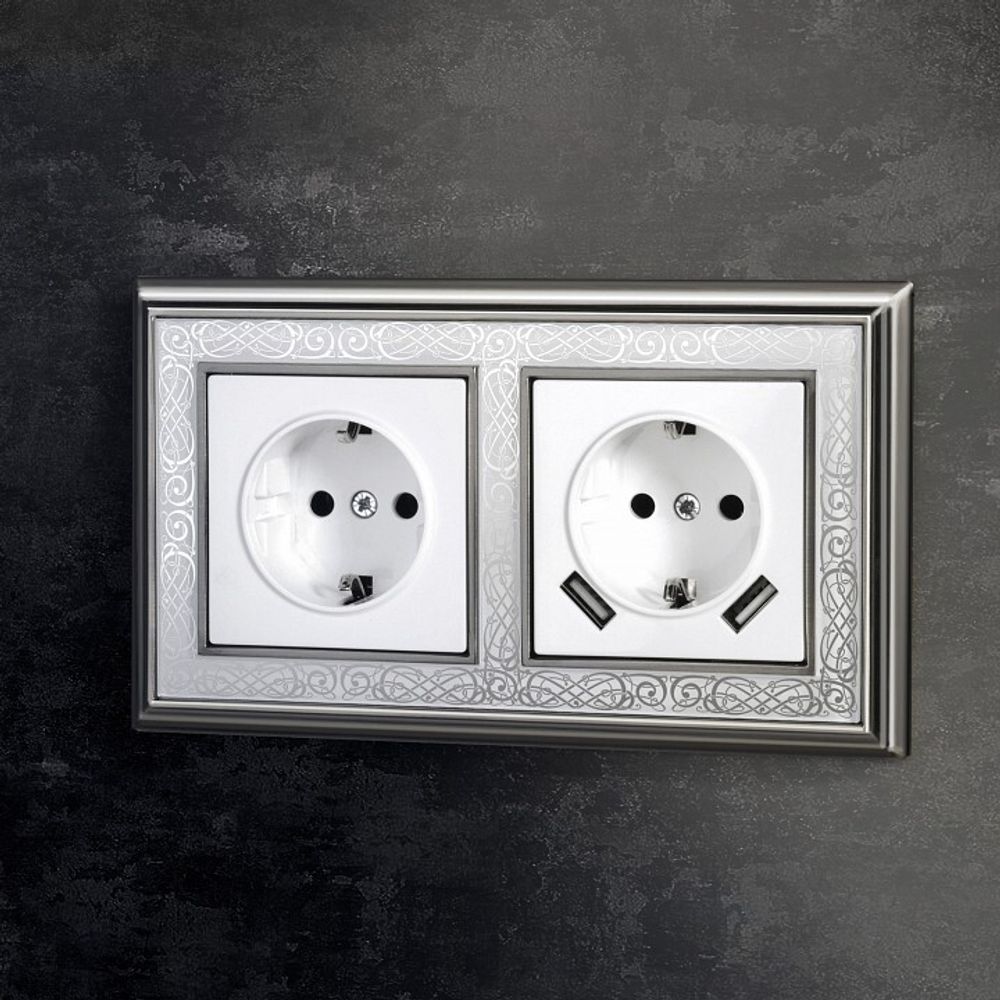 Розетка с заземлением и со шторками и 2хUSB, без рамки Werkel белый W1171501