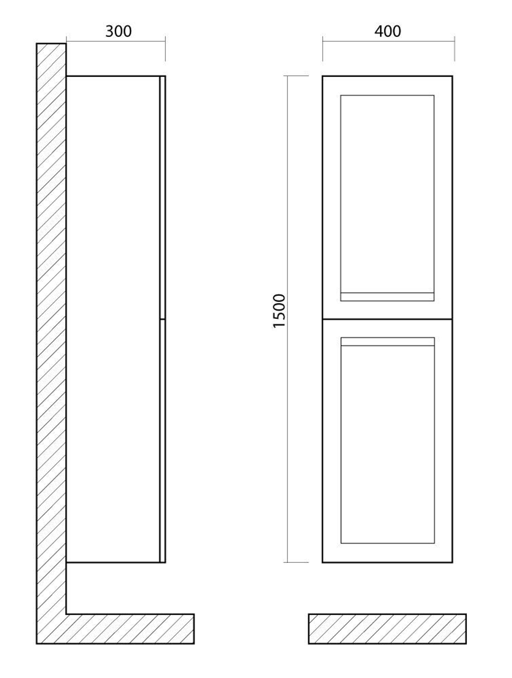 PLATINO  Шкаф подвесной с двумя распашными дверцами, Капучино матовый , 400x300x1500, AM-Platino-1500-2A-SO-CM