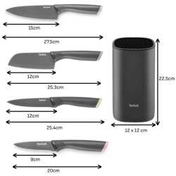Набор ножей с блоком для хранения Tefal Slicy K431S504, 5 предметов