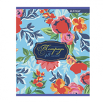 Тетрадь 48л., А5, клетка, Alingar "Flowers", скрепка, мелованный картон (стандарт), выб УФ лак, блок офсет, 4 дизайна в пленке т/у