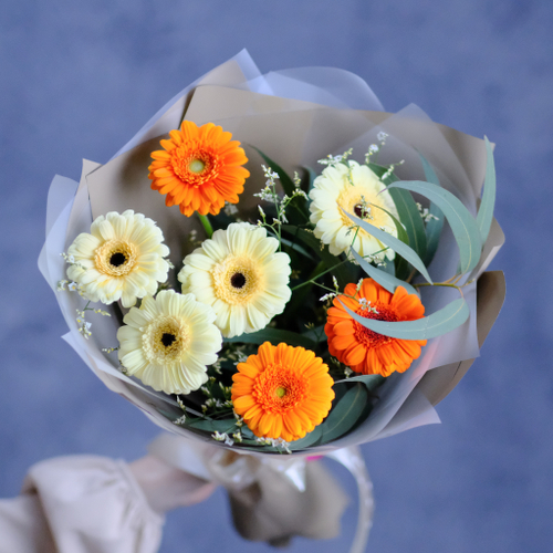 Купить Яркий букет из мини гербер #480