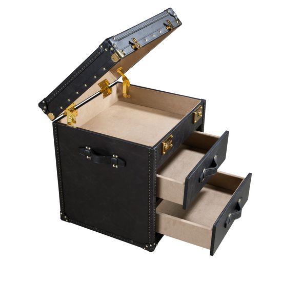 Черный кожаный столик-чемодан 7184