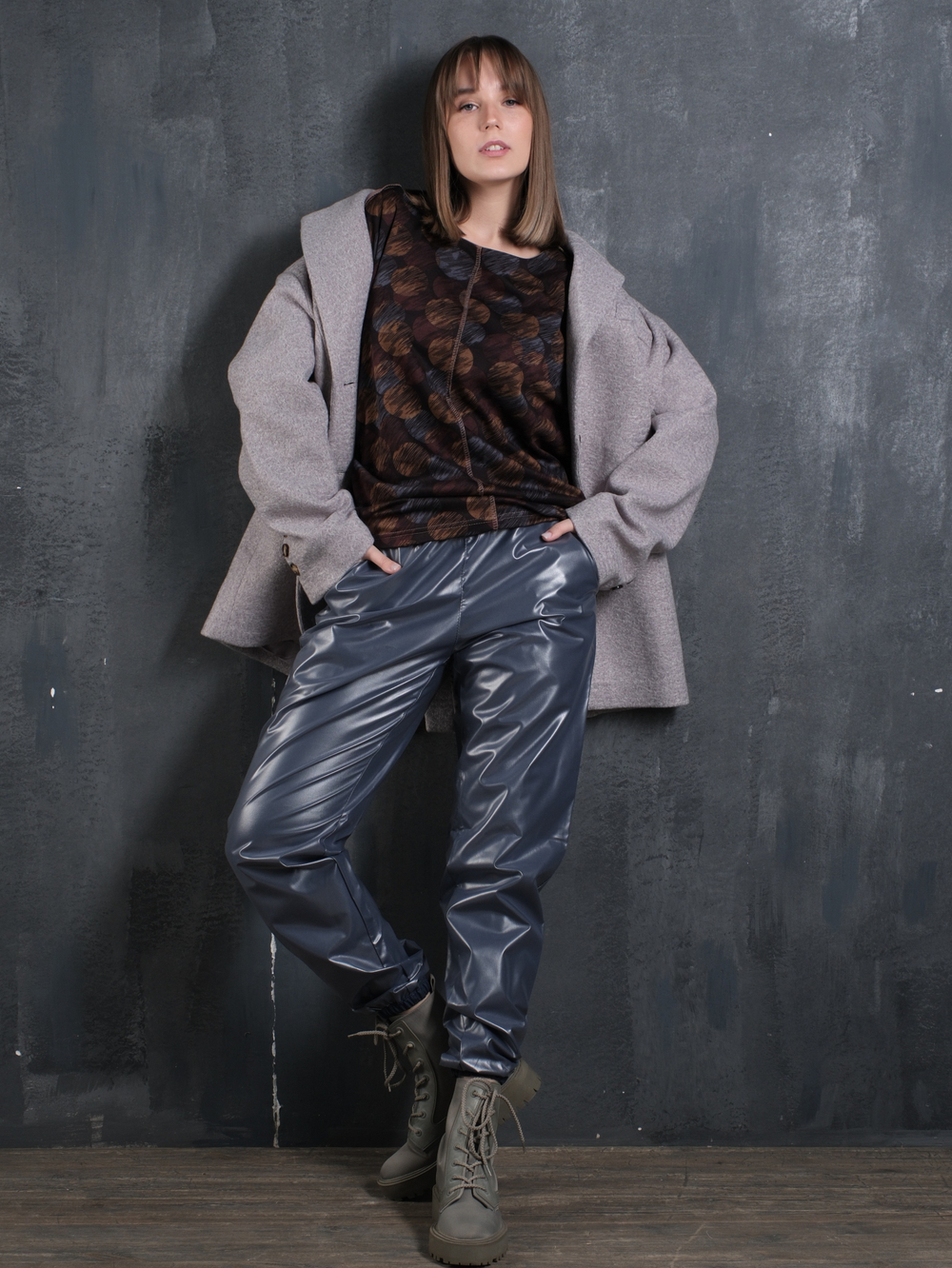 Жакет - полупальто/дымчато -лиловый