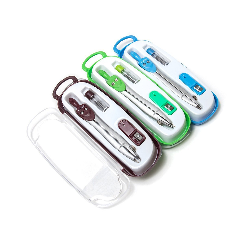 Готовальня Alingar, 3 предмета, металлический циркуль 115 мм, грифель, точилка, пластиковый футляр, европодвес