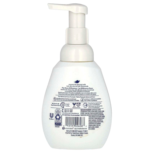 Dove, Питательная пенка для мытья рук, кокосовое и миндальное молоко, 10,1 жидких унций (300 мл)