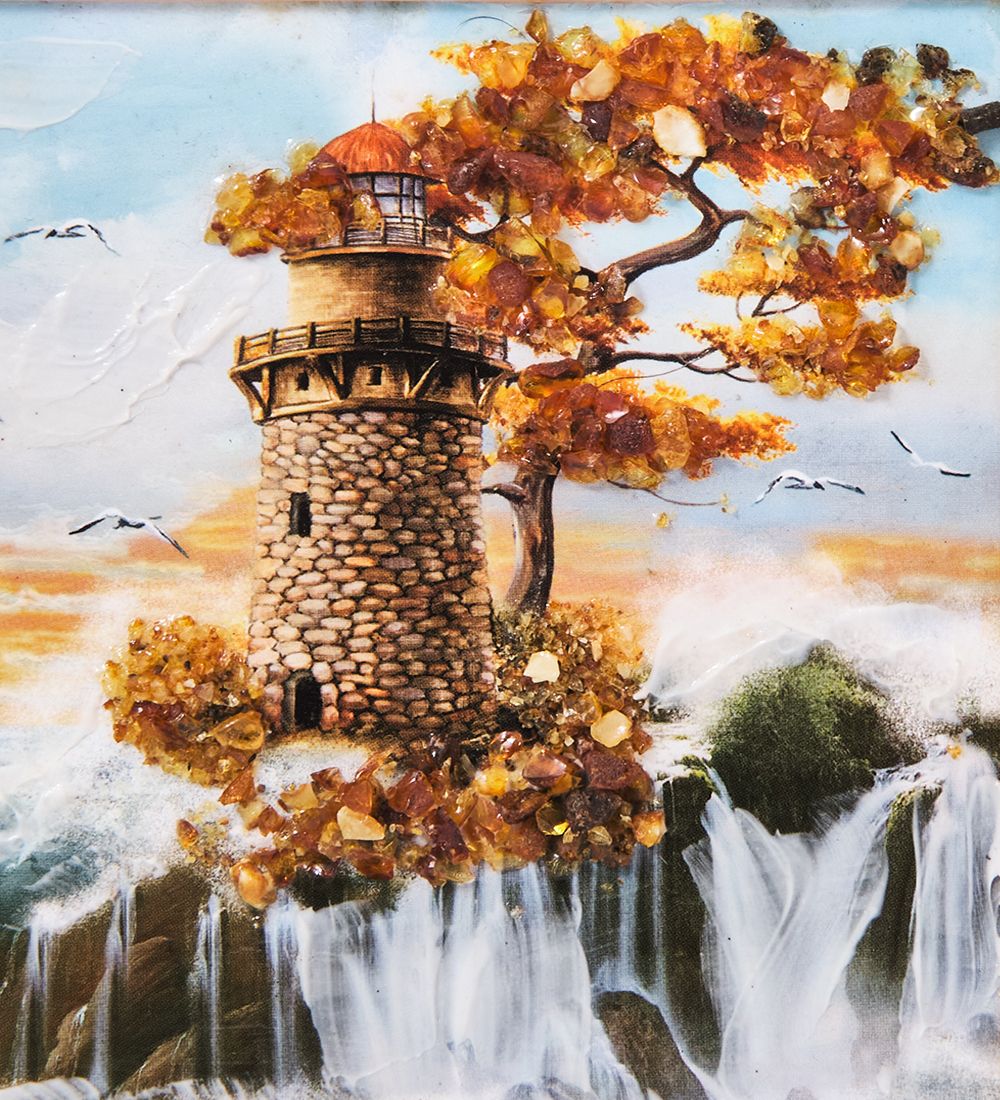 AMB-03/61 Картина «Красота природы» (с янтарной крошкой) H-32см