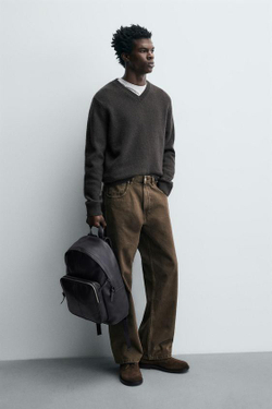 ZARA КОЖАНЫЙ РЮКЗАК, ЧЕРНЫЙ