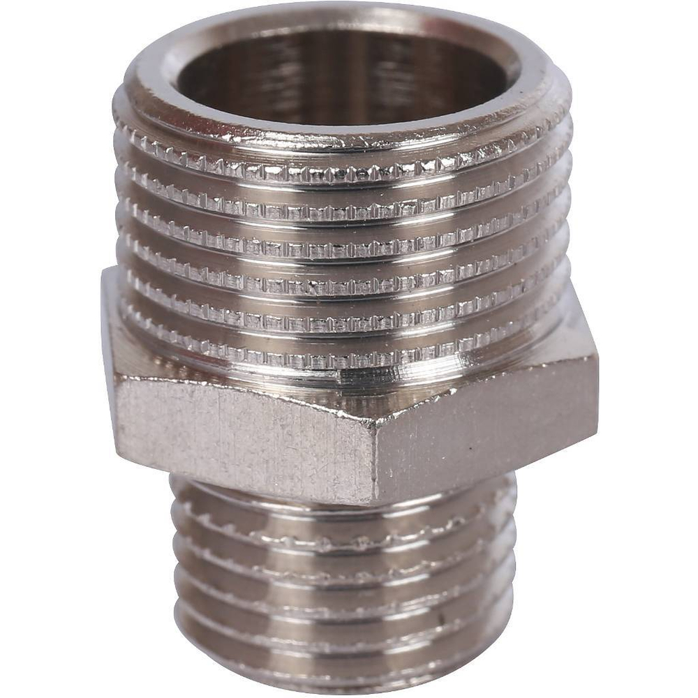 Ниппель STOUT переходной никелированный 3/8"x1/4" НР/НР