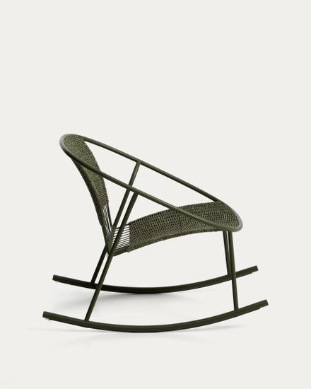 Уличное кресло-качалка Atrani из оцинкованной стали и зеленой веревки
