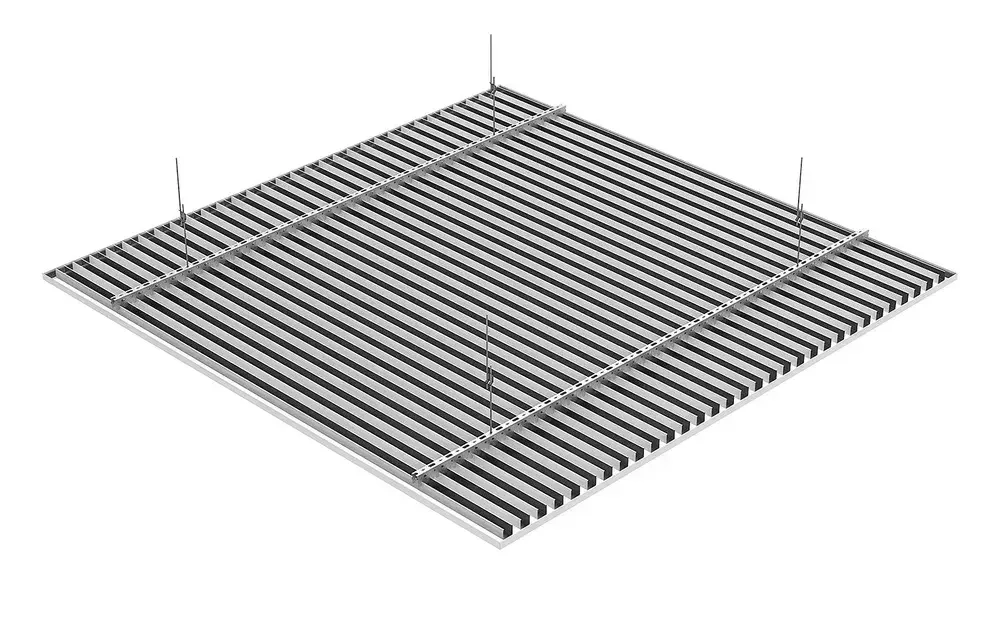 Комплект 1,7х1,7м кубообразного реечного алюминиевого потолка CESAL AR C 30/27 Белый матовый (для ванной, входных групп, санузлов и лоджий)