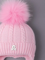 Шапка зимняя вязаная с помпоном для девочки