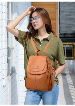 Рюкзак женский кожаный, коричневый