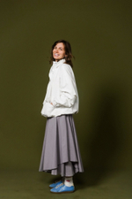 Юбка асимметричная двухслойная, светло-серая