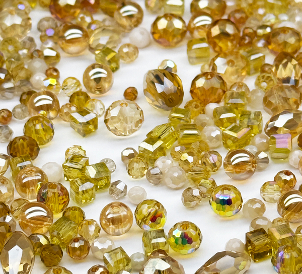 МБ-13 Хрустальные бусины, форма: МИКС, цвет: Шампань, 25 гр.