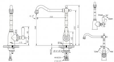 Смеситель для кухни Bravat Art бронза