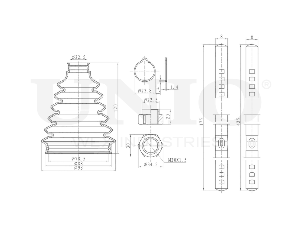 Пыльник ШРУСа (к-т) UNIO DUC-30028K
