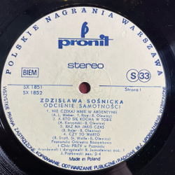 Винтажная виниловая пластинка LP Zdzislawa Sosnicka Odcienie Samotnosci (Польша 1980)