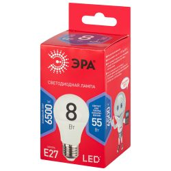 Лампа светодиодная ЭРА RED LINE LED A60-8W-865-E27 R Е27 / E27 8 Вт груша холодный дневной свет | Лампы cветодиодные Груша (A)