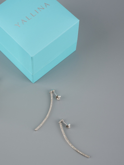 Серьги-подвески Тонкая линия с кристаллами Swarovski