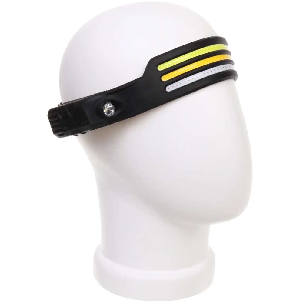 Фонарь налобный светодиодный 3COB + 1W 8 режимов. аккумуляторная батарея 800mAh, USB