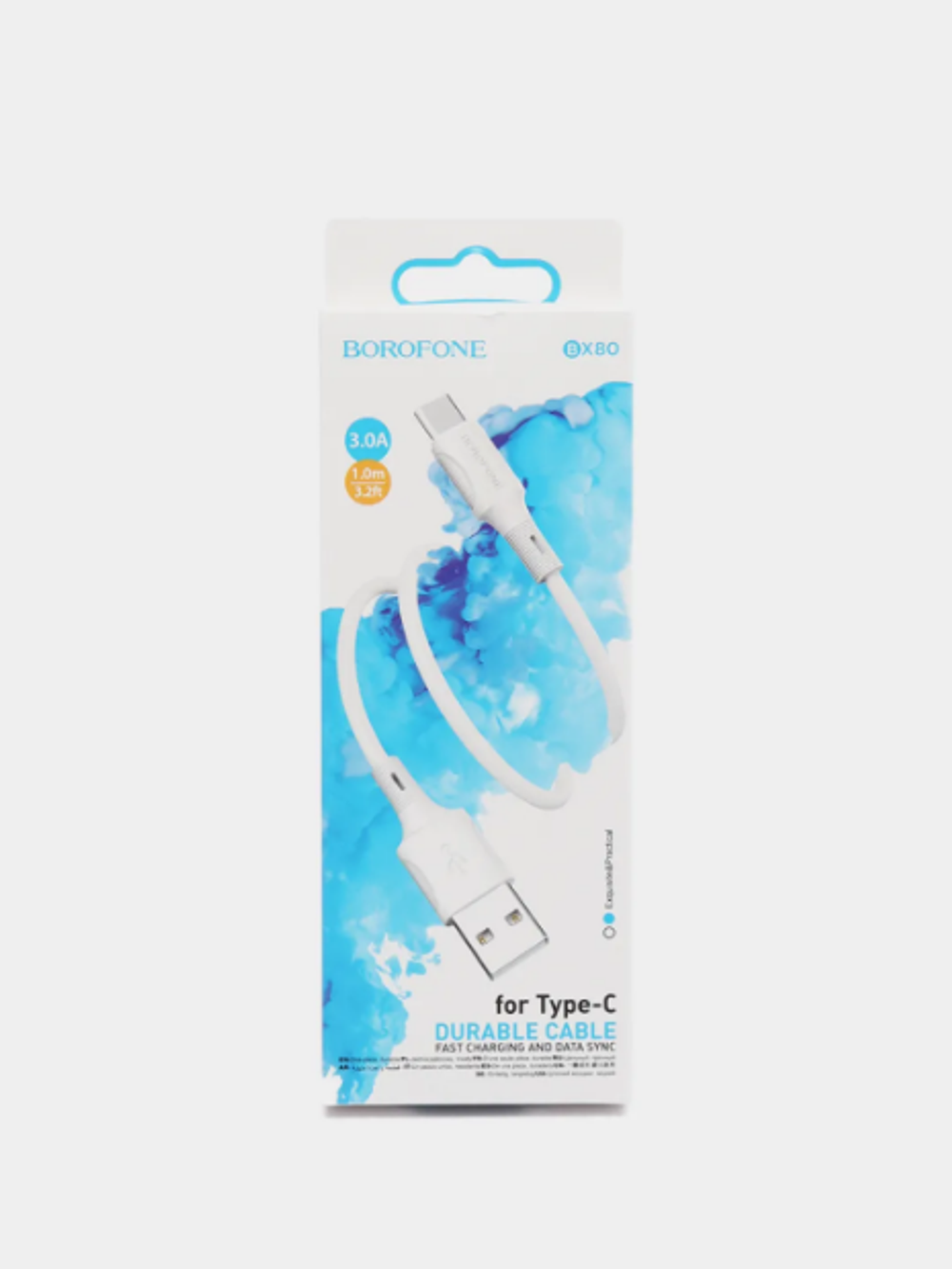 Кабель Borofone BX80 USB-Type-C 3A 1м PVC White