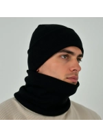 Зимний комплект вязаная шапка бини и тёплый снуд-бафф