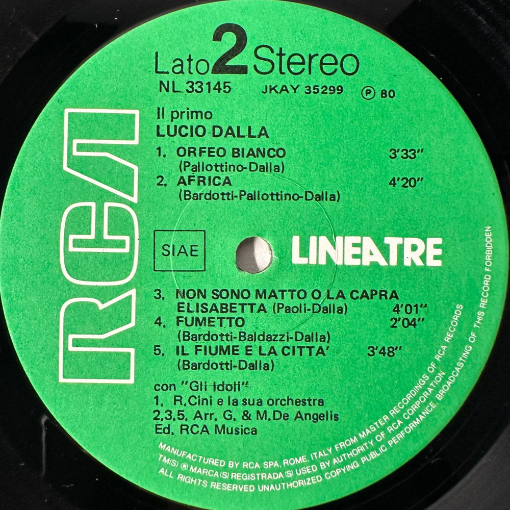 Lucio Dalla ‎– Il Primo Lucio Dalla (Италия 1980г.)