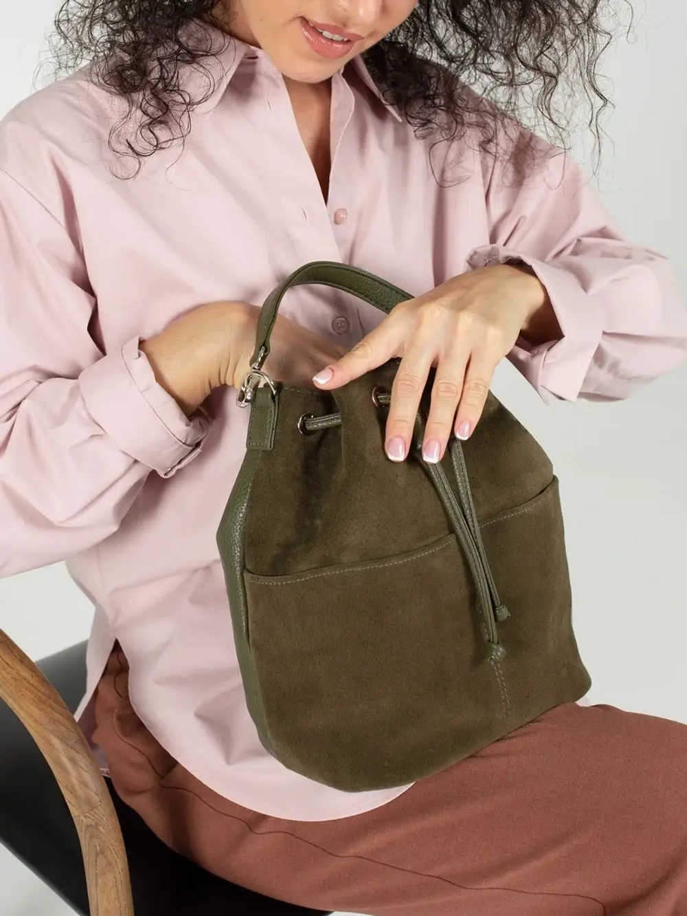 сумка через плечо маленькая натуральная замша