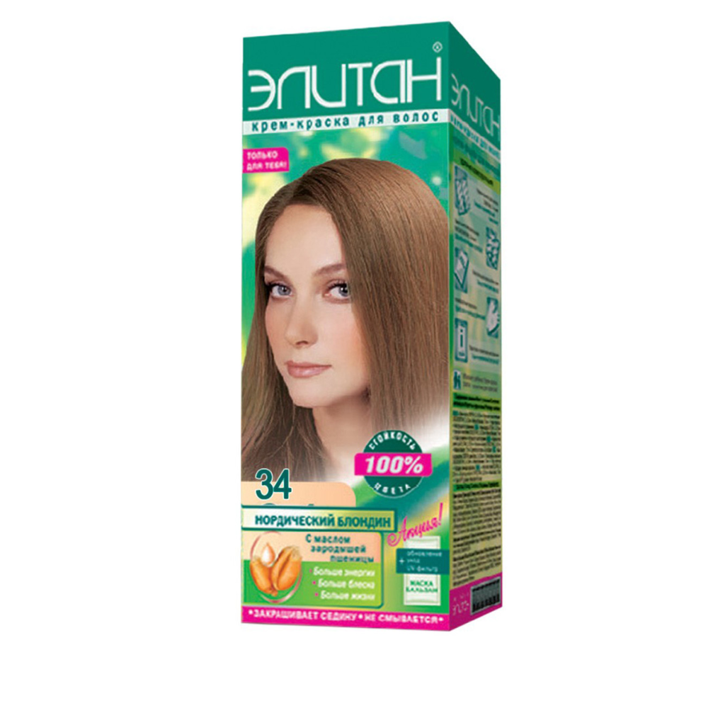 Краска для волос Elitan №34 Золотистый шафран 100 мл