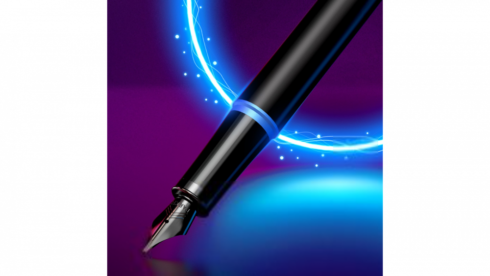 Ручка-роллер Parker IM Vibrant Rings Flame Blue, стержень:Fblk, в подарочной упаковке.