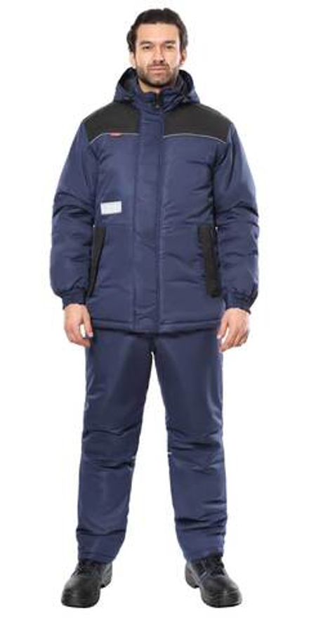 Костюм КОМФОРТ зимний, куртка, брюки, синий с чёрным